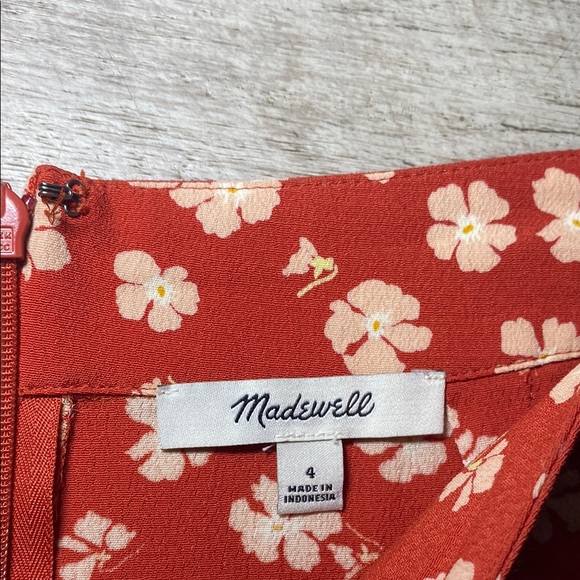 Madewell Orange and Cream Tiered A-Line Midi Skirt - Picture 2 of 10